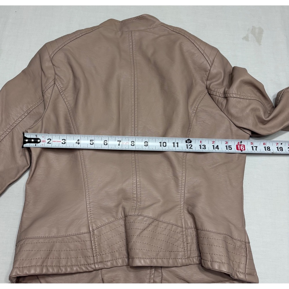 G by Giuliana Pink Faux Leather Moto Jacket Asymmetrical Zip Mauve Womens Small - Picture 5 of 9